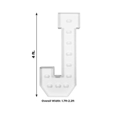 Giant LED Marquee Light Up Letter "J", White 4ft Pre-Cut Foam Board with 10 Warm White Battery Operated LEDs, Glue Gun and Sticks