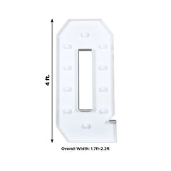 Giant LED Marquee Light Up Letter "Q", White 4ft Pre-Cut Foam Board with 10 Warm White Battery Operated LEDs, Glue Gun and Sticks
