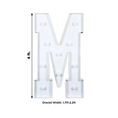 Giant LED Marquee Light Up Letter "M", White 4ft Pre-Cut Foam Board with 10 Warm White Battery Operated LEDs, Glue Gun and Sticks