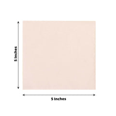 50-Pack Paper Beverage Napkins Blush - 2 Ply Disposable Soft 18GSM Cocktail Napkins 5"x5"