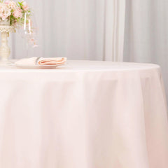 Premium Polyester 120" Round Tablecloth Blush - Seamless 220GSM Wrinkle-Resistant Table Cover