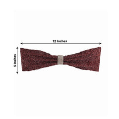 5 Pack Metallic Shimmer Tinsel Spandex Chair Sashes Burgundy - Durable and Reusable Stretch Chair Bands