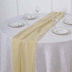 Premium Chiffon 6ft Table Runner Champagne - Flowy & Lightweight Table Decor