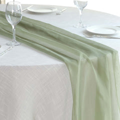Premium Chiffon 6ft Table Runner Dusty Sage Green - Flowy & Lightweight Table Decor