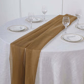 Premium Chiffon 6ft Table Runner Gold - Chic Flowy & Lightweight Table Decor