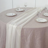 Premium Chiffon 6ft Table Runner Ivory - Flowy & Lightweight Table Decor