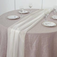 Premium Chiffon 6ft Table Runner Ivory - Flowy & Lightweight Table Decor