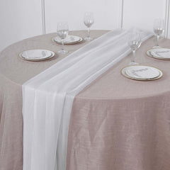 Premium Chiffon 6ft Table Runner White - Chic Flowy & Lightweight Table Decor