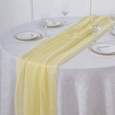Premium Chiffon 6ft Table Runner Yellow - Flowy & Lightweight Table Decor