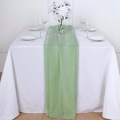 Premium Chiffon 6ft Table Runner Sage Green - Flowy & Lightweight Table Decor