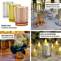 12-Pack Mercury Glass Candle Holders Gold with Speckled Design - Votive Tealight Holders 2"