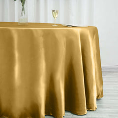Satin 120" Round Tablecloth Gold - Stylish Seamless Table Cover for Weddings & Events
