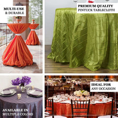 120" Silver Pintuck Round Seamless Tablecloth for 5 Foot Table With Floor-Length Drop
