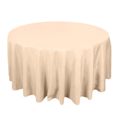 Premium Polyester 120" Round Tablecloth Beige - Seamless 220GSM Wrinkle-Resistant Table Cover