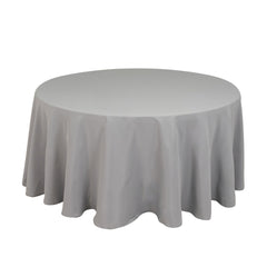 Premium Polyester 120" Round Tablecloth Silver - Seamless 220GSM Wrinkle-Resistant Table Cover
