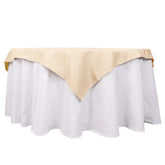 Premium Polyester 54"x54" Table Overlay Square Tablecloth Beige - Stain and Wrinkle-Resistant 220GSM Table Topper