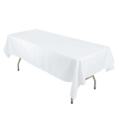 Premium Polyester 54"x96" Rectangle Tablecloth White - Durable 220GSM Stain-Resistant Fabric for Weddings & Events