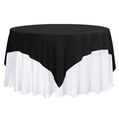 Premium Polyester 70"x70" Table Overlay Square Tablecloth Black 220GSM Wrinkle-Resistant Table Cover