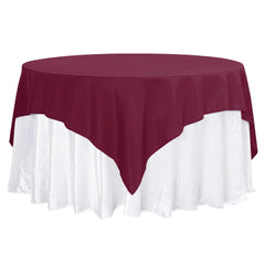 Premium Polyester 70"x70" Table Overlay Square Tablecloth Burgundy 220GSM Wrinkle-Resistant Table Cover