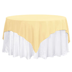 Premium Polyester 70"x70" Table Overlay Square Tablecloth Champagne 220GSM Wrinkle-Resistant Table Cover