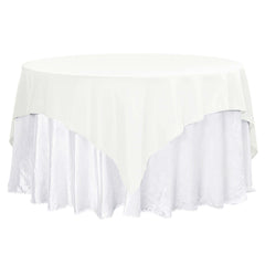 Premium Polyester 70"x70" Table Overlay Square Tablecloth Ivory 220GSM Wrinkle-Resistant Table Cover