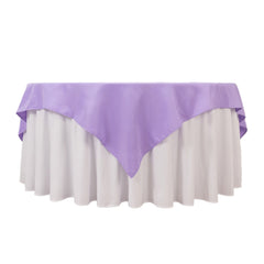 Premium Polyester 70"x70" Table Overlay Square Tablecloth Lavender Lilac 220GSM Wrinkle-Resistant Table Cover