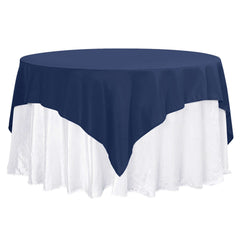Premium Polyester 70"x70" Table Overlay Square Tablecloth Navy Blue 220GSM Wrinkle-Resistant Table Cover