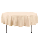 Premium Polyester 90" Round Tablecloth Beige - Stain and Wrinkle-Resistant Design with 220GSM Thickness Table Cover