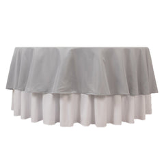 Premium Polyester 90" Round Tablecloth Silver - Stain and Wrinkle-Resistant Design with 220GSM Thickness Table Cover