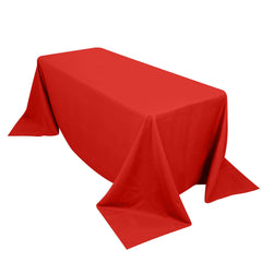 Premium Polyester 90"x132" Rectangle Tablecloth Red - Seamless 220GSM Stain-Resistant Table Cover