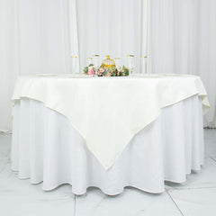 Premium Polyester 70"x70" Table Overlay Square Tablecloth Ivory 220GSM Wrinkle-Resistant Table Cover