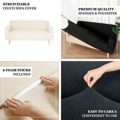 Spandex Slipcover with Jacquard Style for Loveseat Sofa Charcoal Gray - 1-Piece Easy Fit Fitted Design