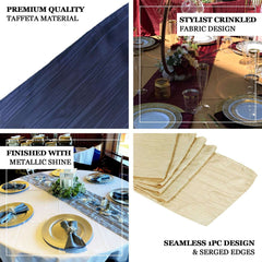 Taffeta 12"x108" Table Runner Teal - Accordion Crinkle Design