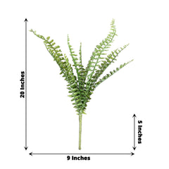 20" Artificial Boston Fern Green Leaf Plant, Premium Real Touch Indoor Spray