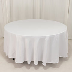 Lamour Satin 108" Round Tablecloth White - Durable & Silk-Like Table Cover for Classy Weddings & Events
