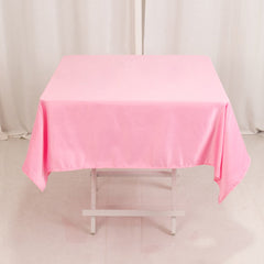 Lamour Satin 54"x54" Square Tablecloth Pink - Durable & Silk-Like Table Cover