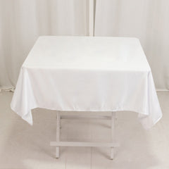 Lamour Satin 54"x54" Square Tablecloth White - Durable & Silk-Like Table Cover for Weddings & Parties