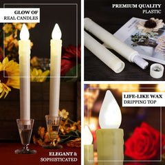 3-Pack LED Flameless Lighting Wax Drip Textured White - Battery Operated Taper Candles 9"