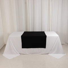 Wide Polyester 36"x72" Table Runner Black - Durable Trade Show Table Linen