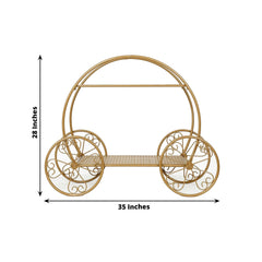 2-Tier Metal Cupcake Stand Gold - Giant Enchanting Cinderella Carriage-Inspired Pumpkin Coach Centerpiece Dessert Display Stand for Pastries & Party Favors 28"