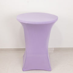 Spandex 24"-32" Round Cocktail Table Cover Lavender Lilac - Easy to Maintain Stretch Fitted Highboy Tablecloth