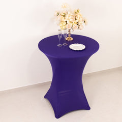 Spandex 33"-36" Round Cocktail Table Cover Purple - Easy to Maintain Stretch Fitted Highboy Tablecloth