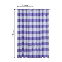 2 Pack White Lavender Lilac Cabana Stripe Thermal Blackout Curtains With Chrome Grommet Window Treatment Panels - 52"x108"
