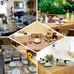 Plastic Table Cover Natural Rectangle with Rustic Wooden Print - Durable PVC Disposable Tablecloth 52"x108"