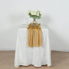 Glitter Gauze 27"x120" Table Runner Gold - Sparkling Reusable Wrinkle-Free Sheer Table Linen for Events