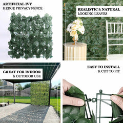 12 Pack Dark Green Artificial Ivy Hedge Privacy Screen Fence Wall Panel, Faux Leaf Greenery Backdrop Garden Decor - 32 Sq. ft.