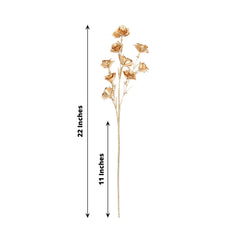 3-Pack Artificial Rose Flower Sprays Metallic Gold - Realistic Faux Floral Branches for Stylish Bouquets & Centerpieces 22"