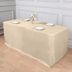 Fitted Polyester 96"x30" Rectangle Tablecloth Nude - Durable and Easy to Maintain Table Cover