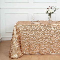 Sequin 90"x132" Rectangle Tablecloth Matte Champagne - Seamless Big Payette Table Cover