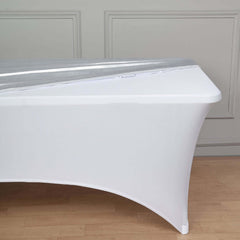 Stretch Spandex 72"x30" Rectangle Table Top Cover Metallic Silver - Easy to Install Fitted Table Topper Cap